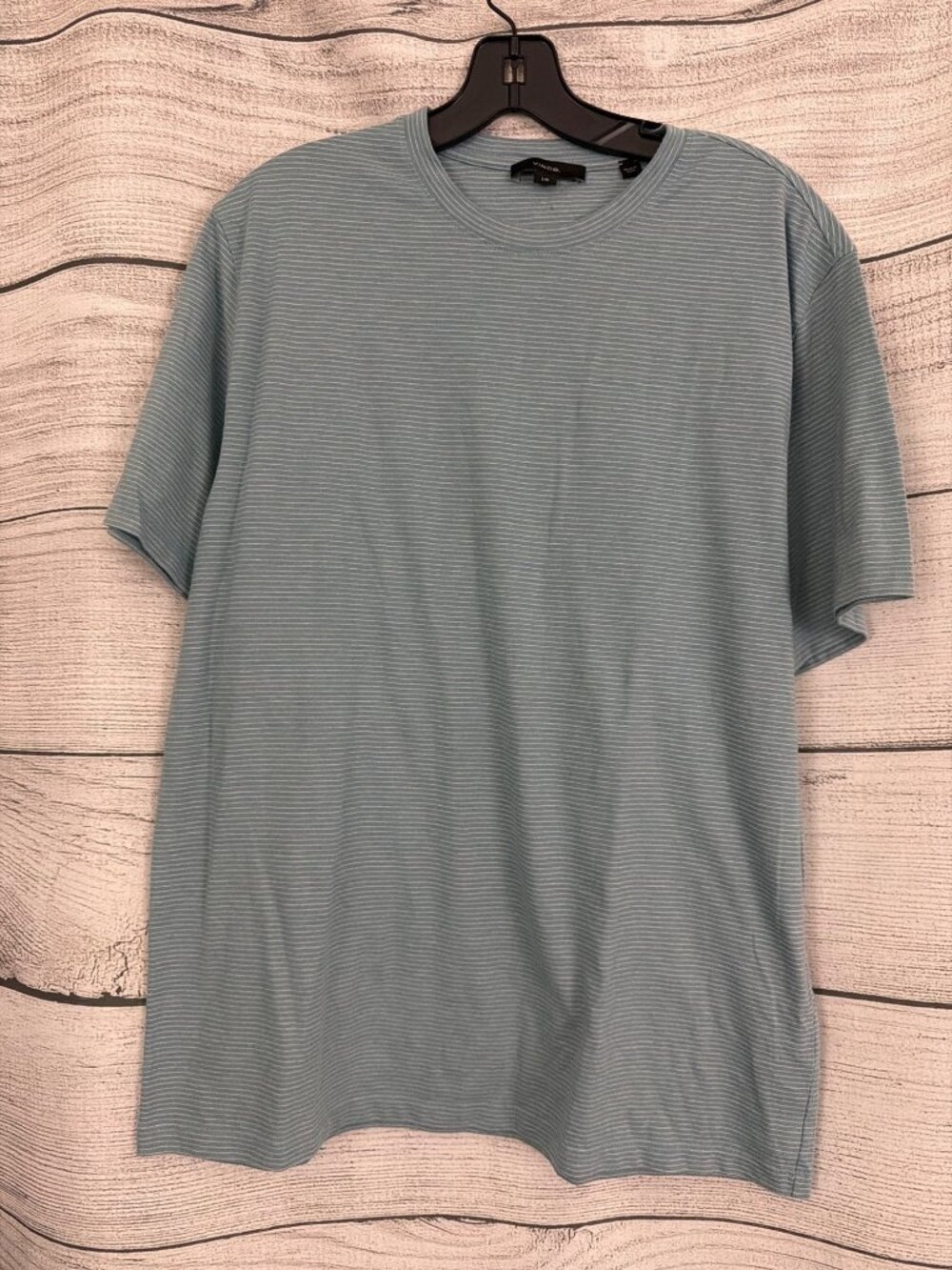 Mens Vince Blue Striped Short Sleeve Tee Size L